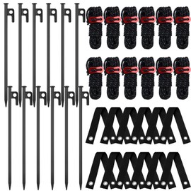 Suzile 48 Pcs Tree Stakes and Supports Heavy Duty Tree Stake Kit for Young Trees Leaning Tree Anchor Straightening Kit Include 11.8'' Steel Stakes 15.8'' Support Straps 13.12 ft Ropes ﻿ (Black)