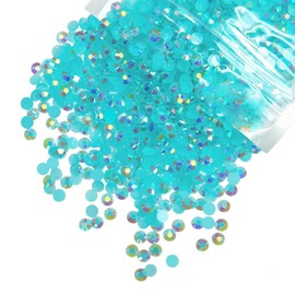 qiipii 4700PCS 3mm Aquamarine AB Resin Rhinestones Bulk Lake Blue Flatback Jelly Resin Stones SS10 Non-Hotfix Diamonds Crystals Gems for Nails Face Eyes Makeup Body Tumblers DIY Crafts Decor Shoes