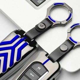 Metal Key Fob Case Shell Cover For Toyota 2018-up Camry Plug-in Type Folding KeyModel Number: KC103BL, Color: Blue