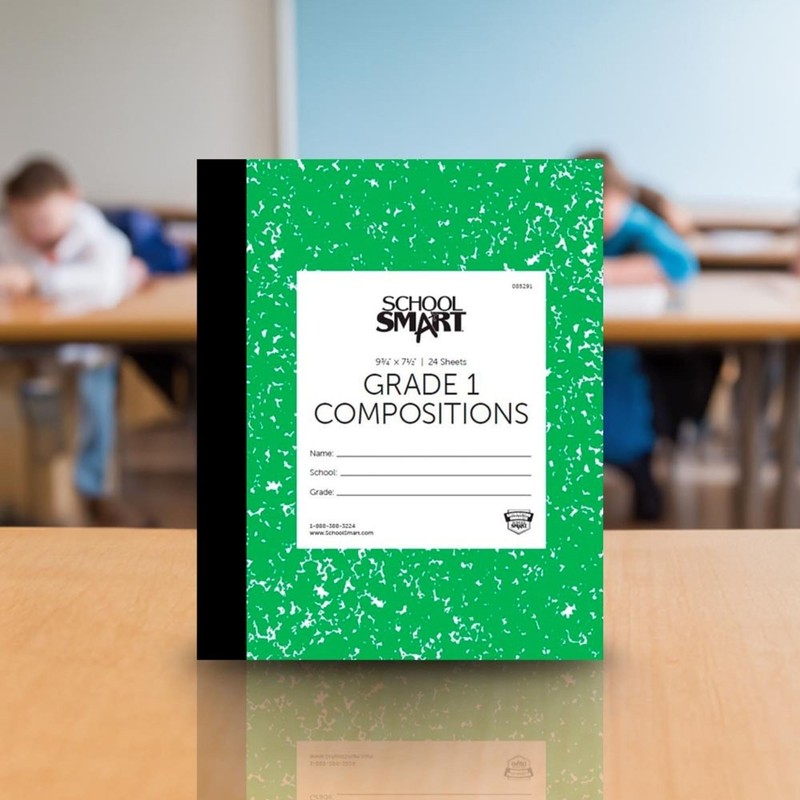School Smart Skip-A-Line Ruled Composition Book, Grade 1, Green, 48
