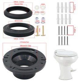 RV Toilet Seal with 3 Inch Socket Floor Flange Kit, RV Toilet Seal Replacement Parts Kit for 300/310/320 RV Toilets 385345892 Flange, 385311658 Flush Ball Seal 385311652 Base Seal Gasket with Gloves