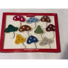 Wondershop Fabric Mushroom Ornament Set 10 Piece Embroidered Christmas NEW 2024