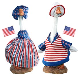 Hlimior 2 Pack 4th of July Goose Outfit Independence Day Porch Goose Outfits Fits Large 23" H Statue 4th of July Goose Outfit Lawn Porch