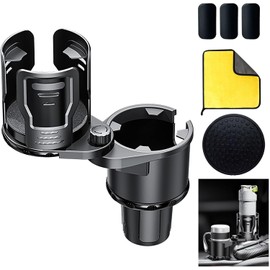 Expansor de portavasos de Coche, 2 en 1 expandible para Coche con función de Bloqueo y rotación de 360°, Soporte de Taza Extensible Multiusos para Coche, Base Ajustable (S(7.5-15.0 cm)