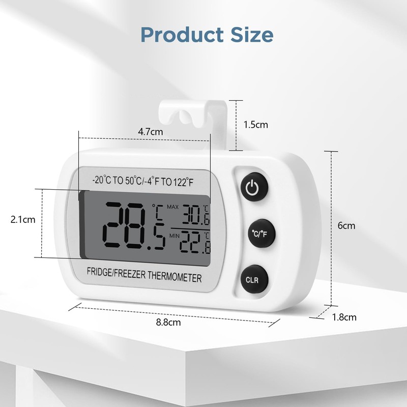 AiQlnu Fridge Thermometer, Magnetic Digital Freezer Thermometer, Kitchen Thermometer with
