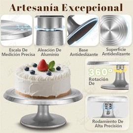 Soporte Giratorio para Pasteles de Metal Aluminio de 12",Kit de 69 piezas incluido, Base para Pastel, Kit de Decoración de Pasteles, Repostería (Plateado)