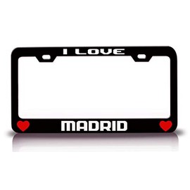 Custom Brother - I Love Madrid City Cities Metal Car SUV Truck License Plate Frame Bl h70