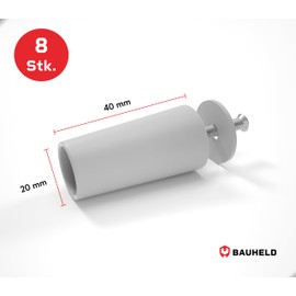 BAUHELD® Roller Shutter Stopper 40 mm [Pack of 8] Outdoor Roller Shutter Stop Made of Plastic [Made in Germany] - Roller Shutter Stop with Screws - Suitable for Roller Shutter Armoured Slats - Light