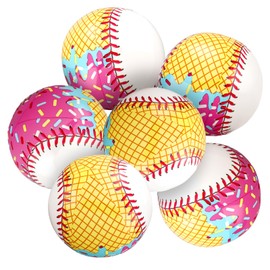 Civaner 6 Pcs Ice Cream Drip Baseball Themed Beach Ball 7.87" Bulk Summer Pool and Beach Game Gifts for Summer Ice Cream Baseball Party