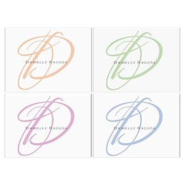 Customized Note Cards -Set of 24 with White envelopes - Size A-2 (4.25” by 5.5”) Blank Inside, Personalize with Large Initial and Name - Makes a Great