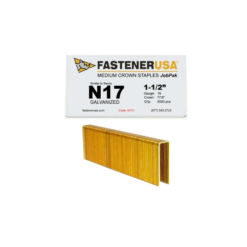 1-1/2" Leg x 7/16" Crown 16GA GALV N17 Staples 5,000ct