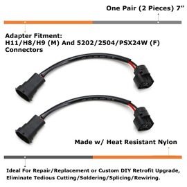 iJDMTOY H11 H8 (Male) to 5202 2504 (Female) Pigtail Sockets Wires Compatible with Fog Lamps Retrofit or Conversion