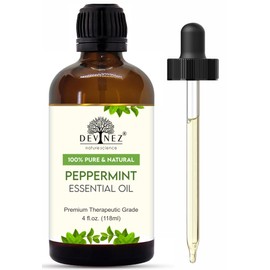 Devinez Peppermint Essential Oil - Huge 4 Fl Oz - 100% Pure and Natural - Premium Grade with Glass Dropper - Undiluted, Aromatherapy, Diffusers, Essential Oil for Skin, Hair Care, Candle Making