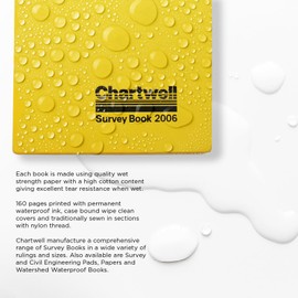 Exacompta - Ref 2006Z - Chartwell Casebound Field Survey Book - 130 x 205mm in Size, Excellent Strength When Wet, Ideal for Use Outside, Lined With 2 Lines, Yellow