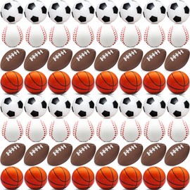 60 Pieces Sports Stress Balls for Kids Mini Footballs Ball, Soccer, Basketball, Baseball Foam Squeeze Stress Balls for Anxiety Relief Relaxation, Sport Party Favor Class Prize Birthday Pet Toys