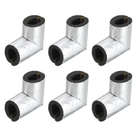 PATIKIL 1" Elbow Insulation Tubing, 6Pcs Self Adhesive Water Pipe Insulation Tube Foam Tubes Sleeve Cover Wrapping with Aluminum Foil for Heat Preservation Freeze Protection, Black
