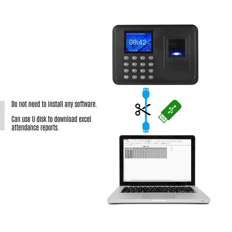 Biometric Fingerprint Password Attendance Machine Employee Check-in Time Clock