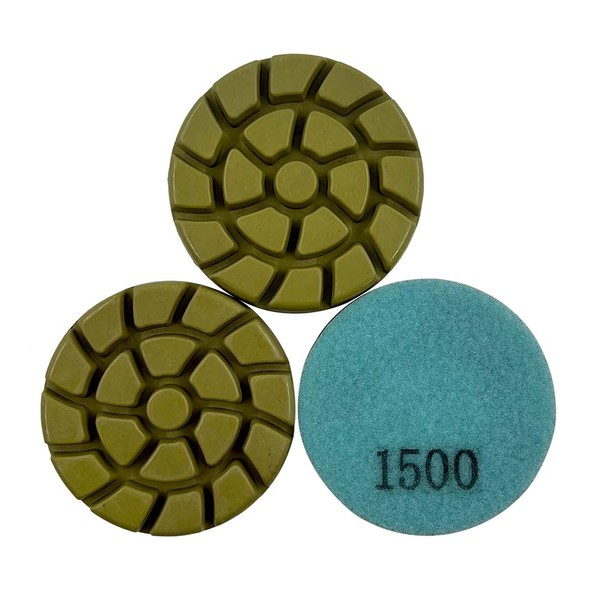 3" Resin Concrete Diamond Polishing Pads, #1500 Grit, Dark Resin,