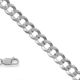 JewelStop 925 Sterling Silver Rhodium Plated 4.2 mm Curb Chain Necklace, Lobster Claw Clasp - 20 Inches, 9.4gr.