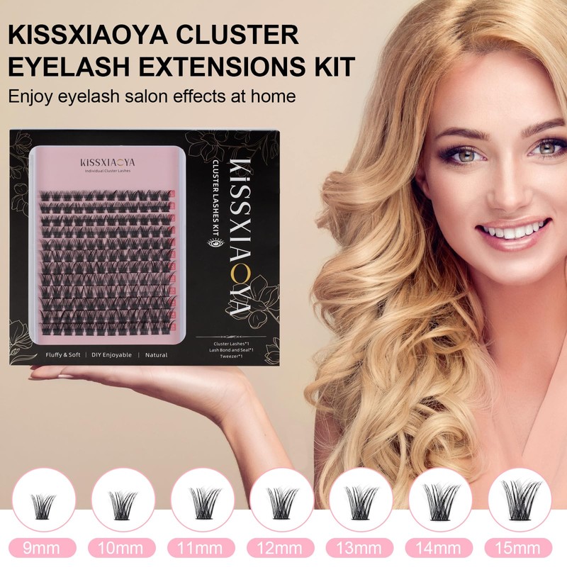 KISSXIAOYA Eyelash Extensions, DIY Custom Cluster Eyelash Tool Set (144