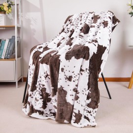 Hofikos Cow Print Blanket Flannel Fleece Twin Size Blankets and Throws Fuzzy Lightweight Warm Cozy for Sofa Bed Studyroom Four Seasons for Adults Kids Boys Gifts (60X80in)