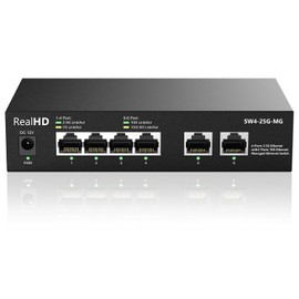 6-Port 10Gb Web Managed Ethernet Network Switch | 2 x 10Gb RJ-45 Ports | 4 x 2.5Gb Base-T Ports | Multi Gigabit Switch 10-100-1000Mbps | 60G Bandwidth | Fanless Metal Internet Switch