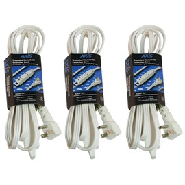 AXIS KIT45505X3 45505 3-Pack 3-Outlet Indoor Extension Cord, 8 feet, White