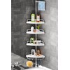HAMITOR Corner Shower Caddy Tension Pole: Adjustable Stainless Steel Shower