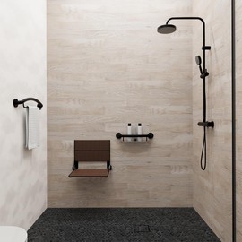 Black 24" Towel Bar Grab Bar Combo, Plus Towel Bar by HEALTHCRAFT, ADA Compliant Decorative Grab Bar for Bath and Shower Safety, Wall-Mounted Handle for Seniors Bathroom (500 lb. Capacity)