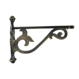 khtumeware 4 Pack Heavy Duty Hammered Brushed Antique Brass Shelf Brackets 8 Inch Wall Mounted Shelf Brackets Decorative Metal Wall Floating Rack Shelving Brackets