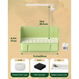 Pawfly Automatic Running Water Bird Bath for Cage with Pump, Filter Sponges & Splash Guard, Large Indoor Parrot Shower Bath Cage Accessories