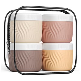 Kuangre Travel Containers for Toiletries, Silicone Cream Jars BPA-Free, TSA Approved 3oz Size Containers, Leak-proof Travel Essentials with Lid for Face Lotion Hand Lotion (4 Pack)