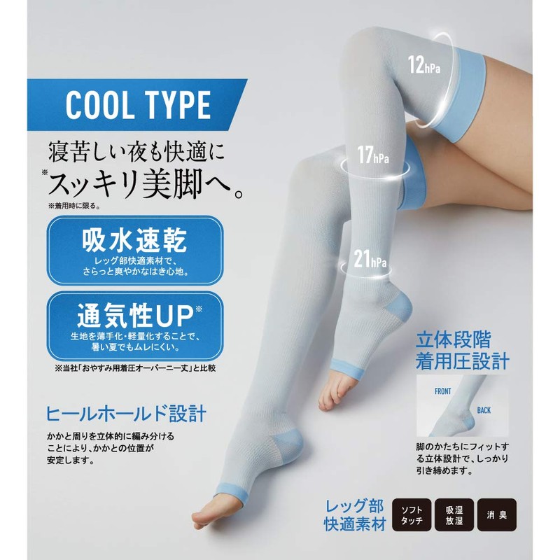 GUNZE RIZAP Compression Overknee for Sleep, Beautiful Legs, For Sleeping,