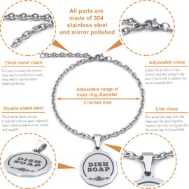 HvOvMvE Soap/Dish Soap, Lotion/Hand Soap Tags - Double-Sided Labels for Kitchen/Bathroom Soap Dispensers- Laser Engraved Three-Dimensional Font, Mason Jar Decoration, 2 pcs Set (Silver)