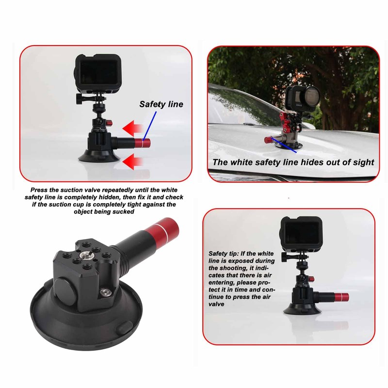 Fockety Hand Pump Vacuum Suction Cup, Car Phone Action Camera