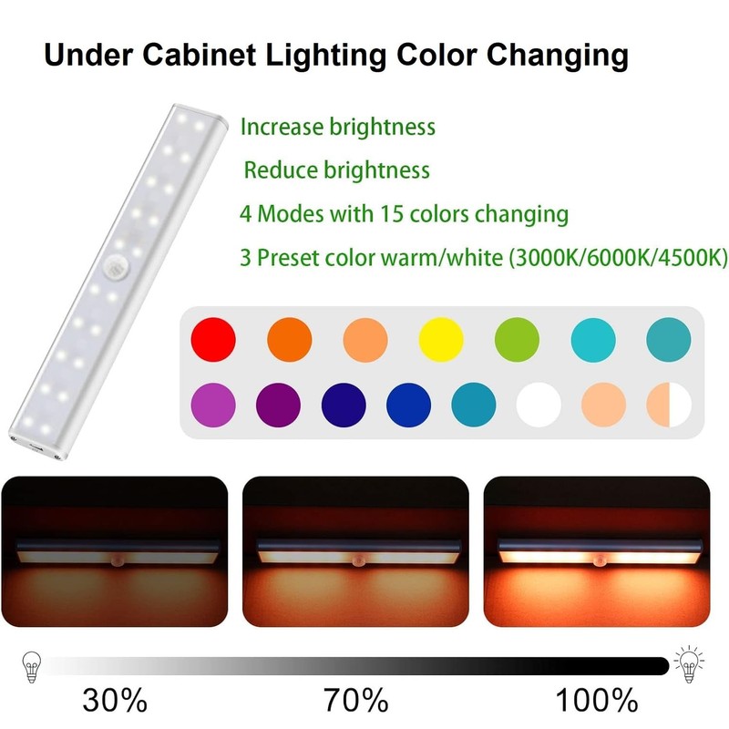 Under Cabinet Lighting with Remote, 15 Color RGB 4 Dynamic