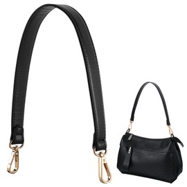 Yolev Black Leather Bag Strap Replacement Handbag Straps 47cm Short Purse Shoulder Strap Extender with Metal Swivel Hooks for Crossbody Bag Wallet Handbags