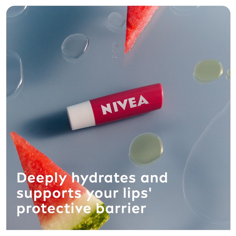 NIVEA Watermelon Shine Lip Balm (4.8g), Flavoured Lip Balm with