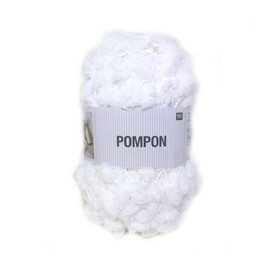 Rico Design pompon (pompom) white yarn 018 200g - scarf yarn