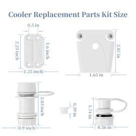 Replacement Parts Kit for Igloo Coolers - Plastic Hinges, Latches, Screws, Threaded Drain Plug and Triple-Snap Drain Plug,Compatible with Igloo Cooler