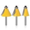 Mesee 3 Pieces Chamfer Edge Forming Router Bit Set, 1/4