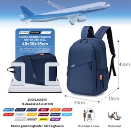SUCIKORIO 40x30x15cm Travel Backpack Underseat Cabin Bag Luggage British Airways Wizzair Lightweight Waterproof Nylon Travel Rucksack Cabin Size For Plane Hand Luggage With 14 Inch Laptop Compartment
