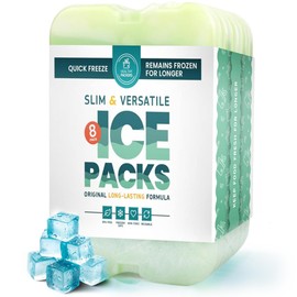 Healthy Packers Cool Pack, Slim Long-Lasting Ice Packs - Green Gel Ice Pack Great for Coolers or Lunch Box (8-Pack)