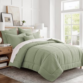Levtex Home - Mills Waffle Desert Sage Comforter Set - Full/Queen Comforter + Two Standard Pillow Cases - Desert Sage Waffle Weave - Comforter (90 x 94in.) and Pillow Case (26 x 20in.) - Cotton