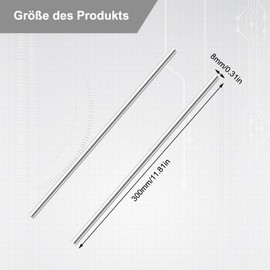 Linear Guide Linear Shaft 8 mm x 300 mm, Stainless Steel Linear Shaft, Diameter 8 mm Linear Rail Optical Axis, Stainless Steel Round Rods for 3D Printers, DIY, Pack of 2