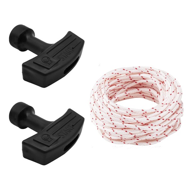 LUSQI 2 Piece Recoil Starter Rope 10 Mater, Pull Cord Rope, Pull Cord with Starter Handle for STIHL Craftsman Chainsaw Lawn Mower Trimmer
