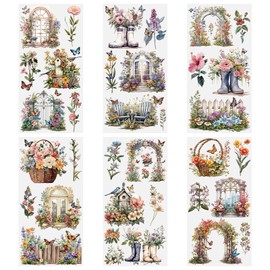 HICOHAND Rub on Transfers for Crafts, 6 Sheets Vintage Flower Rub On Transfers for Furniture Home Decals, Butterfly and Flower