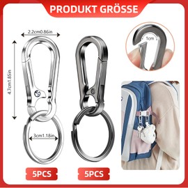 10 Stück Karabiner Schlüsselanhänger – Robuste Karabinerhaken für Schlüssel, Taschen, Rucksäcke, Camping und Outdoor, Vielseitig und Praktisch