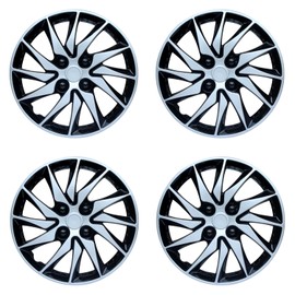 Hubcap Wheel Cover Replacement R15 Hub Caps Universal Wheel Rim Cover ABS Material Exterior Accessories for Car Truck SUV -Set of 4（15-inch，Silver-Black）