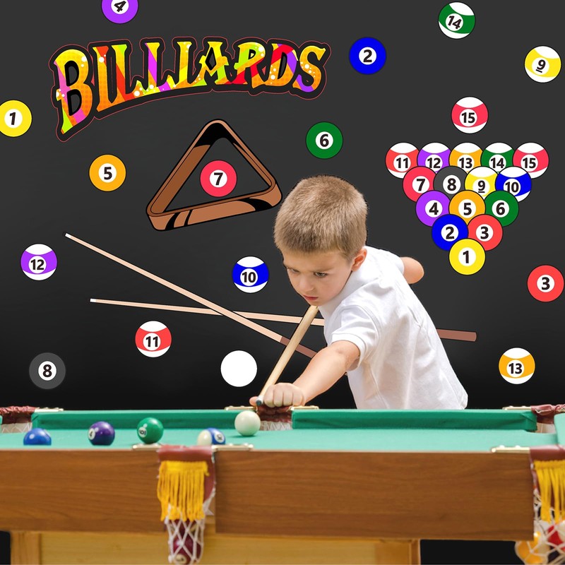 Large Billiards Wall Decals Pool Balls Wall Stickers Peel And
